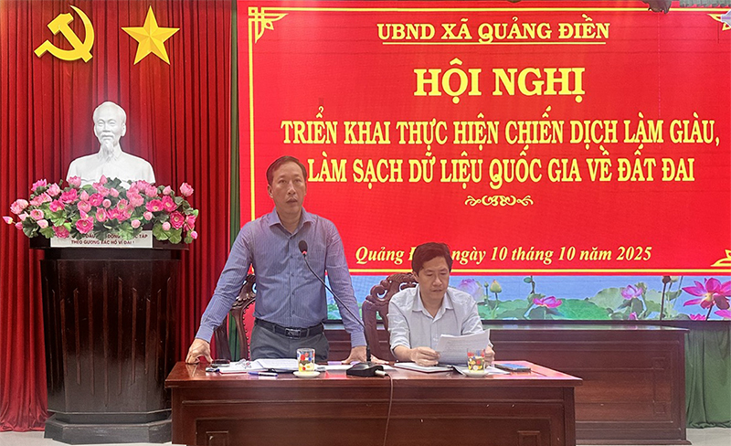 Xã Quảng Điền triển khai Chiến dịch 90 ngày làm giàu, làm sạch cơ sở dữ liệu quốc gia về đất đai
